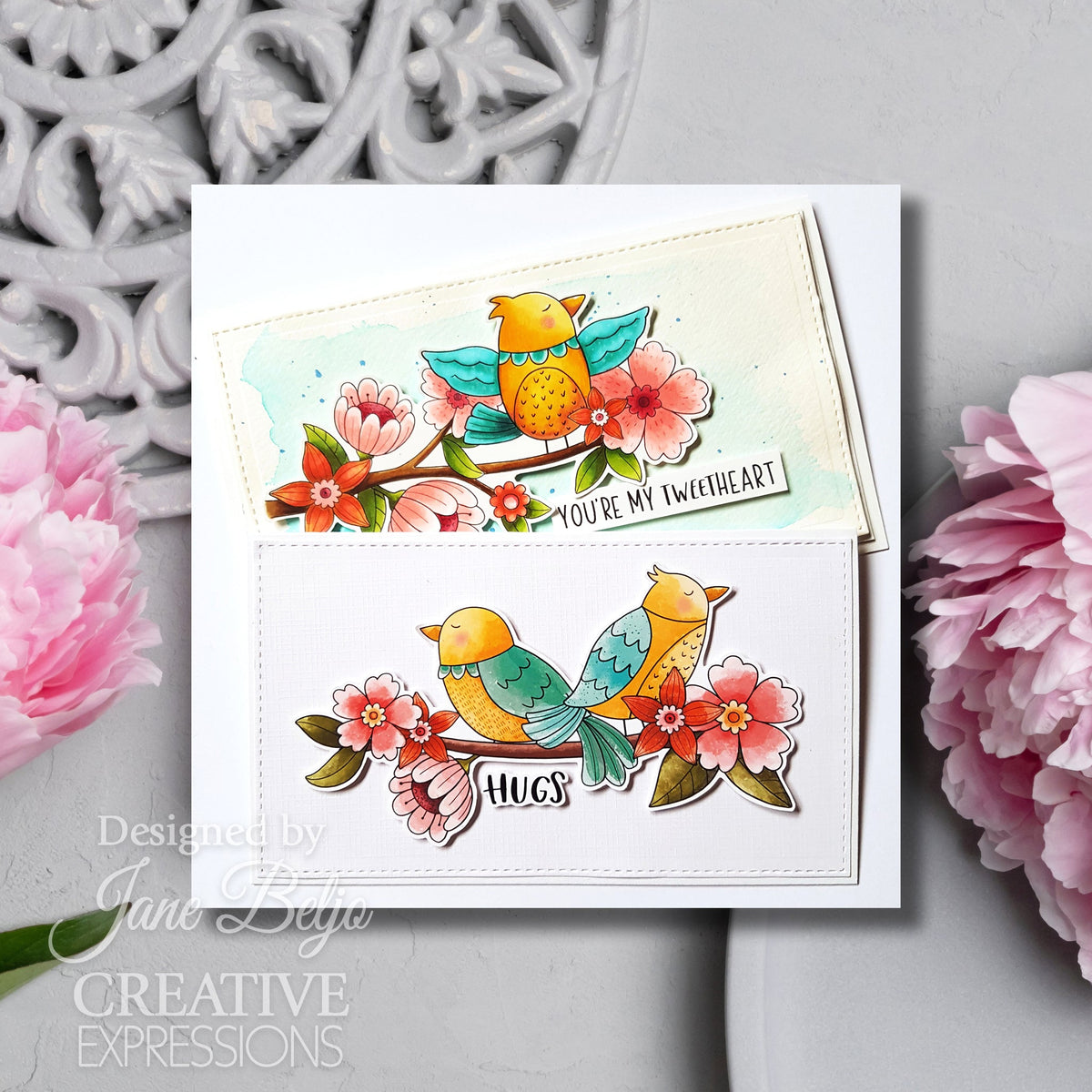 Creative Expressions Jane's Doodles Birdsong Blooms, lot de tampons transparents 6 po x 8 po