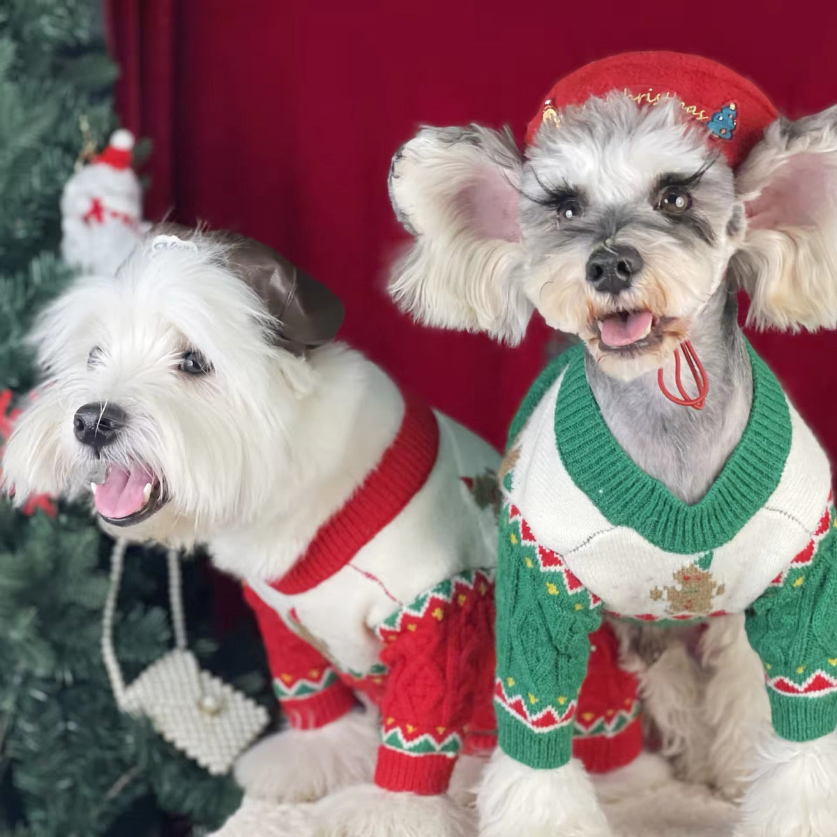 Pull de Noël pour chien en pain d'épices – Tenue tricotée d'hiver pour chiens