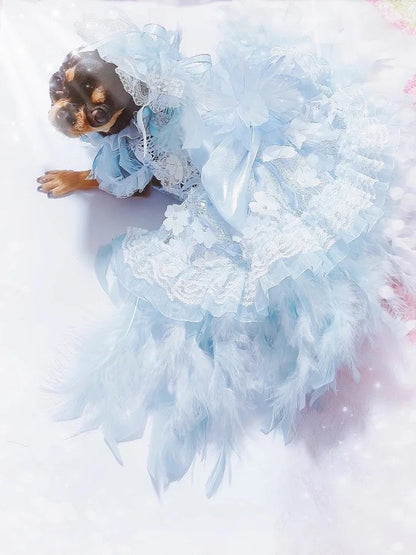 Robe de princesse Elsa pour chien | Tenue de soirée féerique pour chien