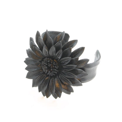 Manchette fleur en cuir