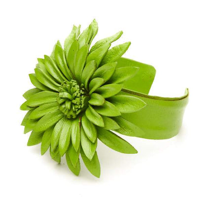 Manchette fleur en cuir