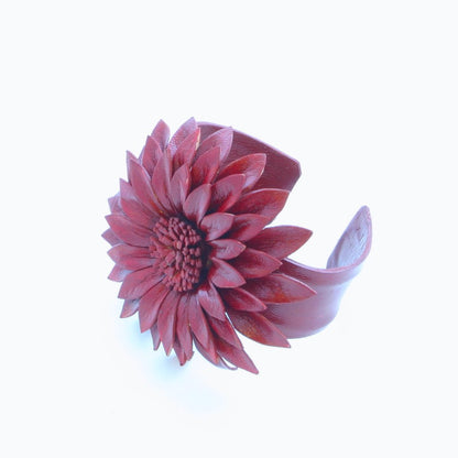 Manchette fleur en cuir