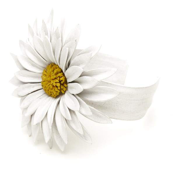 Manchette fleur en cuir