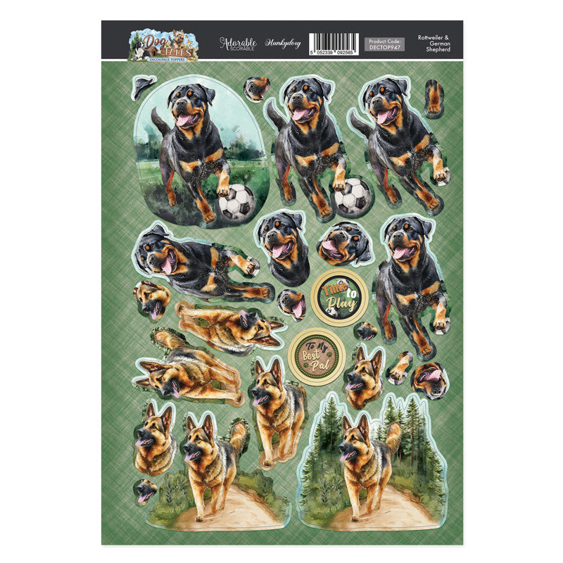 Feuille de décoration pour découpage Rottweiler et Berger allemand