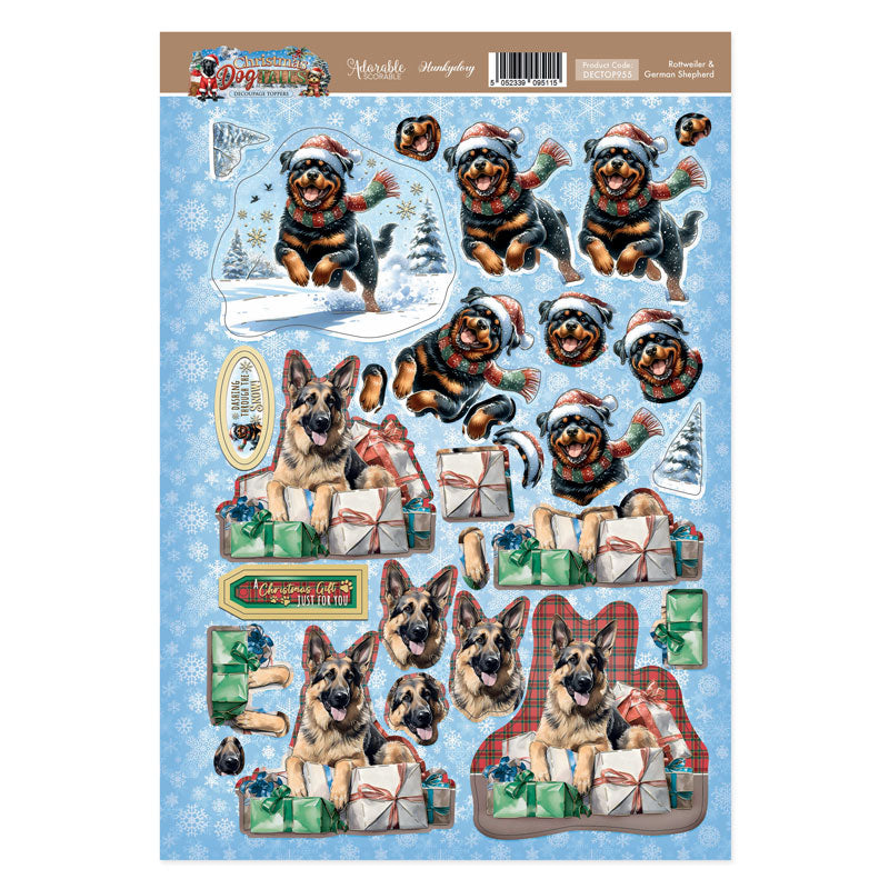 Feuille de décoration pour découpage Rottweiler et Berger allemand