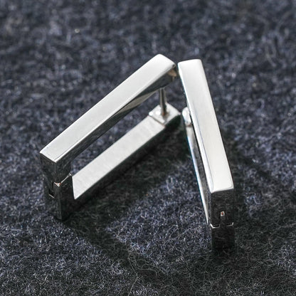 Modèle DELILAH : Mini créoles rectangulaires en argent