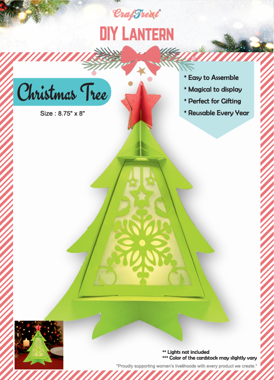 CrafTreat Lanternes en papier à faire soi-même - Sapin de Noël