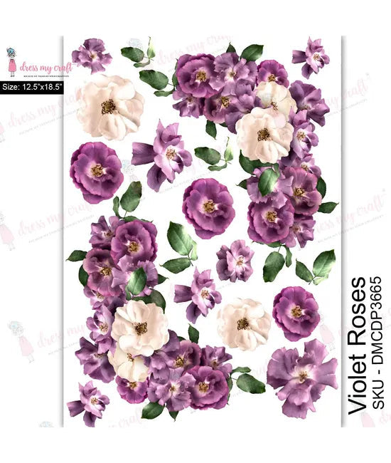 Dress My Craft Transfer Me - Roses violettes (12,5"x18,5")