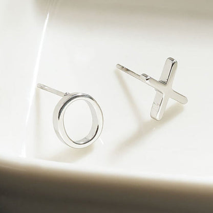 OX Silver (White Gold): Hugs, Kisses & Sparkle Stud Earrings