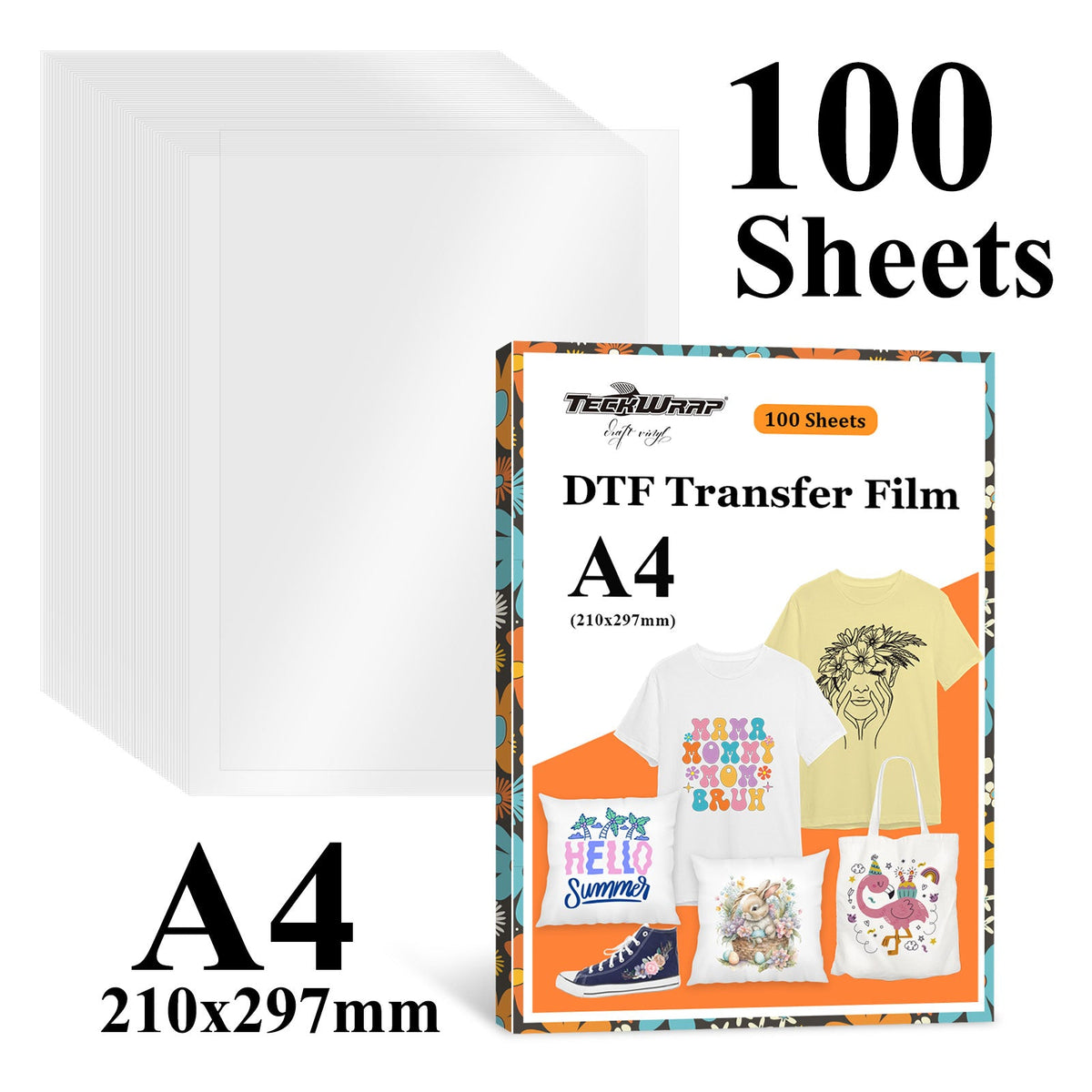TeckWrap DTF Transfer Film - Single Sided Matte Finish | 100 Sheets