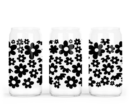 Bocal en verre Daisys avec couvercle en bambou