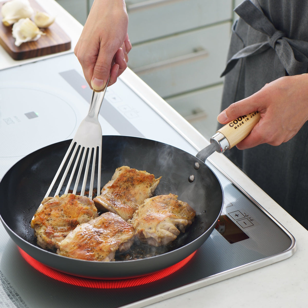 Yoshikawa Cook-Pal REN 24cm Nitrided Carbon Steel Deep Fry Pan