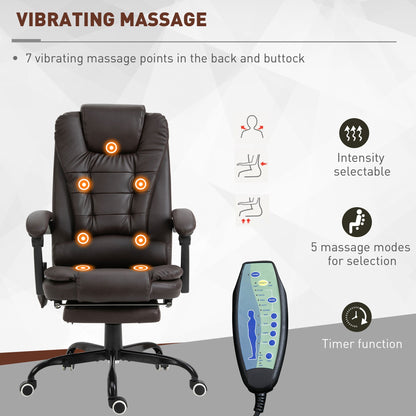 Declan Executive Office Chair with 7-Point Massage and Reclining Features-Brown