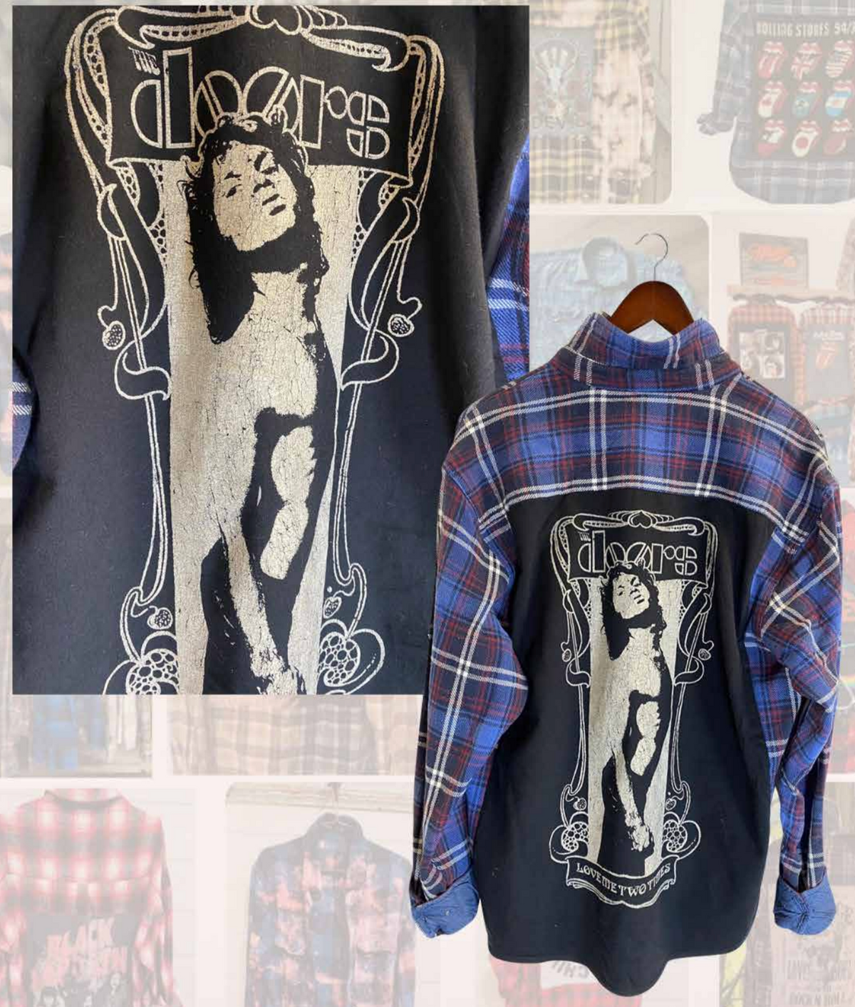 Chemise en flanelle style rockeur vintage The Doors