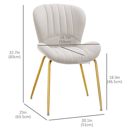Lux Modern Dining Chairs with Cushioned Backrest-Set of 2-Cream White