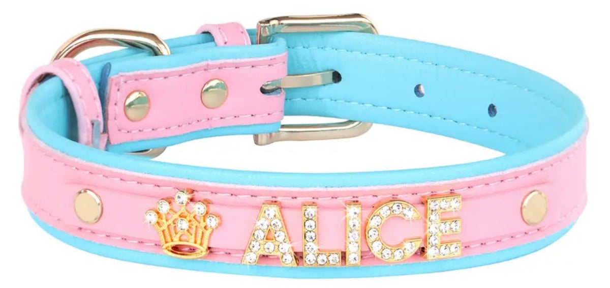 Collier pour chien Cotton Sky Crown Name | Collier pour chien personnalisé