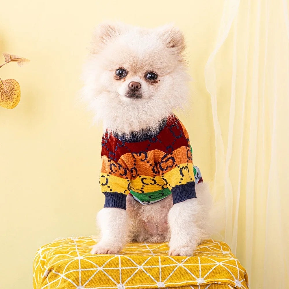 Gigi Rainbow Knit Dog Sweater | Pullover Top
