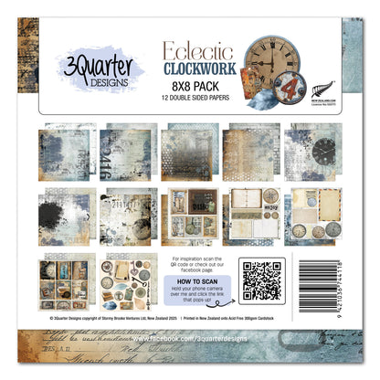 3Quarter Designs Eclectic Clocks 8x8 Paper Pack