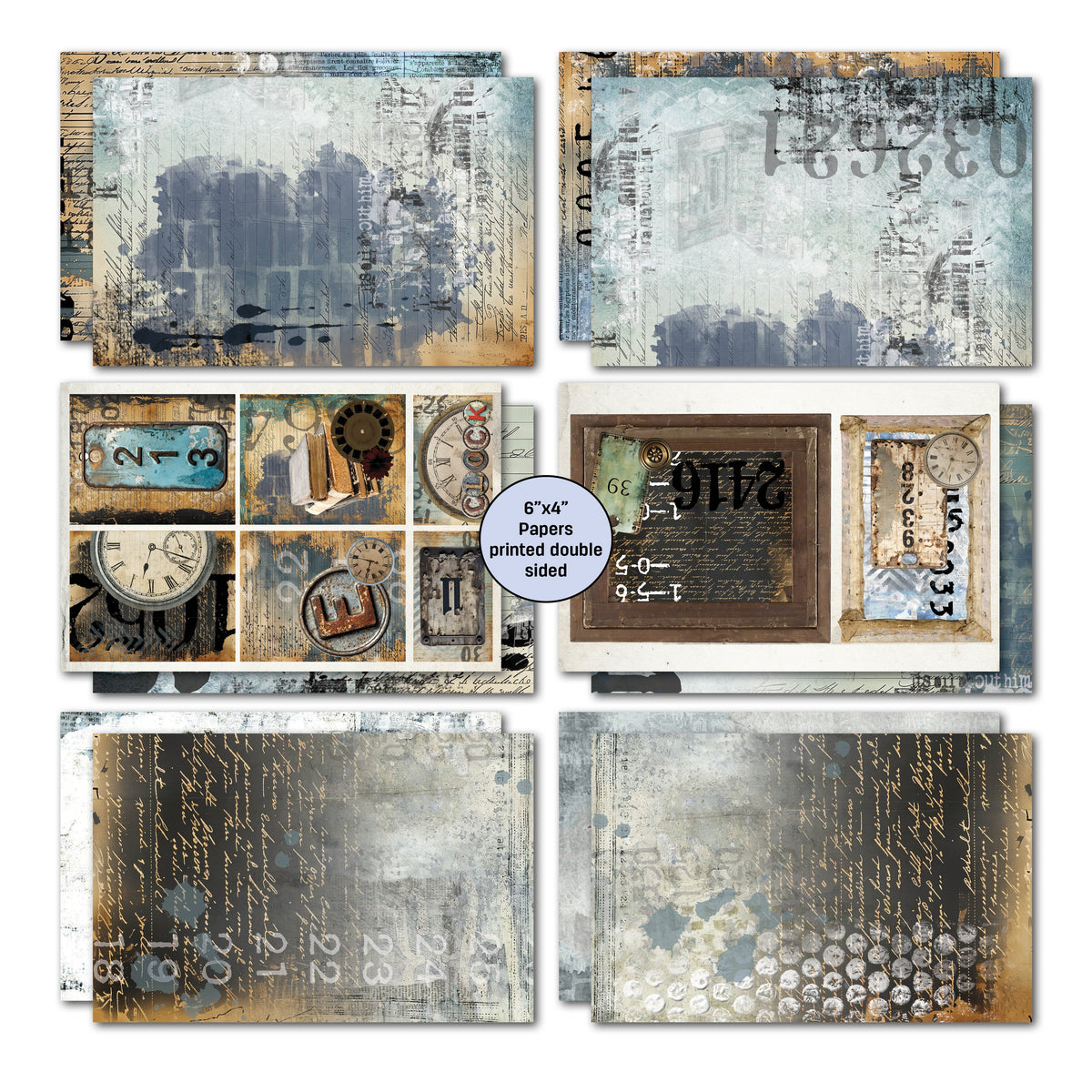 Lot de 6 cartes 3Quarter Designs Eclectic Clocks 15x10 cm