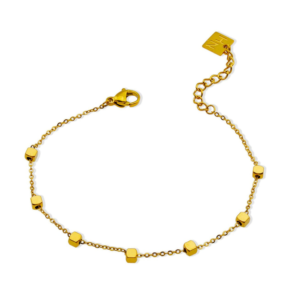 Bracelet EFFIE perles carrées dorées