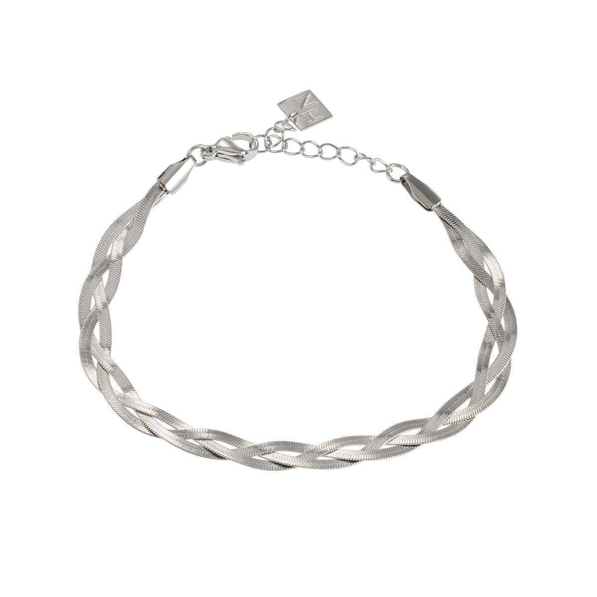 ELLA Or Blanc (Ton Argenté) : Bracelet Texturé Peau de Serpent Chevrons Entrelacés