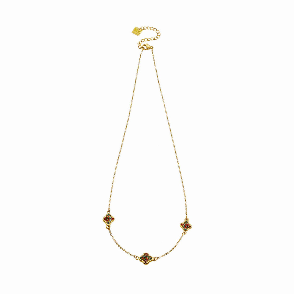 ELLIS Coloured Zirconia Charms Gold Necklace