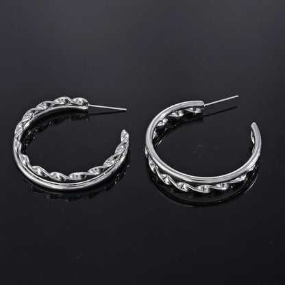 Boucles d'oreilles créoles doubles en argent ESME