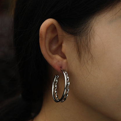 Boucles d'oreilles créoles doubles en argent ESME