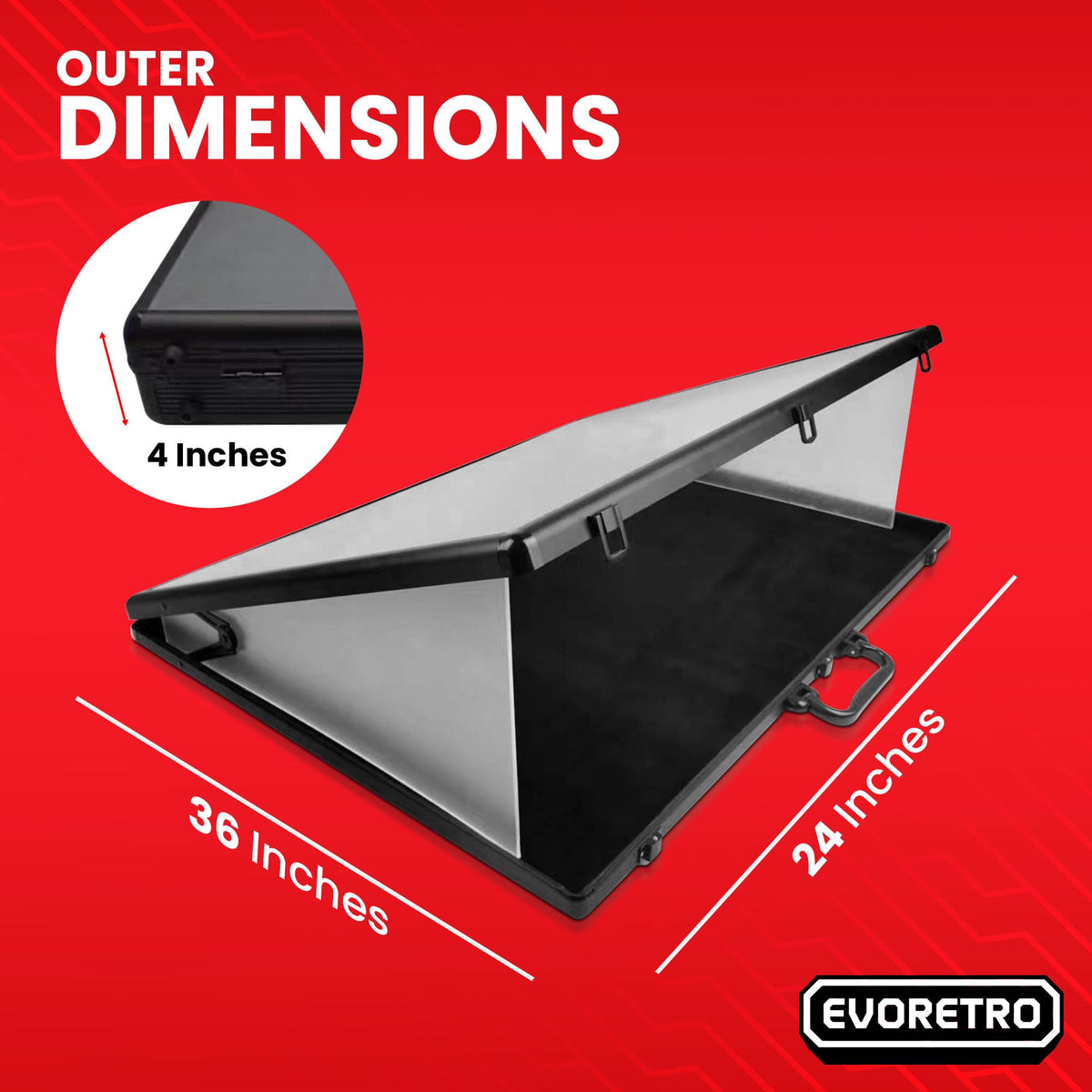 EVORETRO Lockable Display Case – Secure Showcase 24x36x4 Inch Black with removal Separator