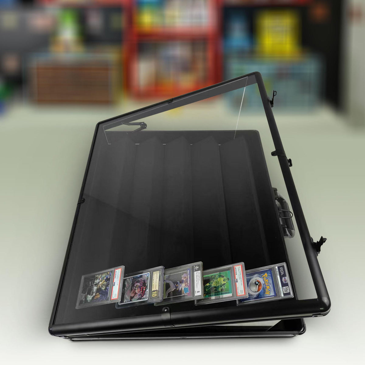 EVORETRO Lockable Display Case – Secure Showcase 24x36x4 Inch Black with removal Separator