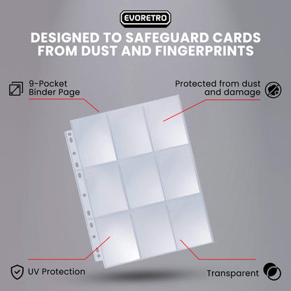EVORETRO Feuilles de protection de cartes à 9 pochettes | 40 pages