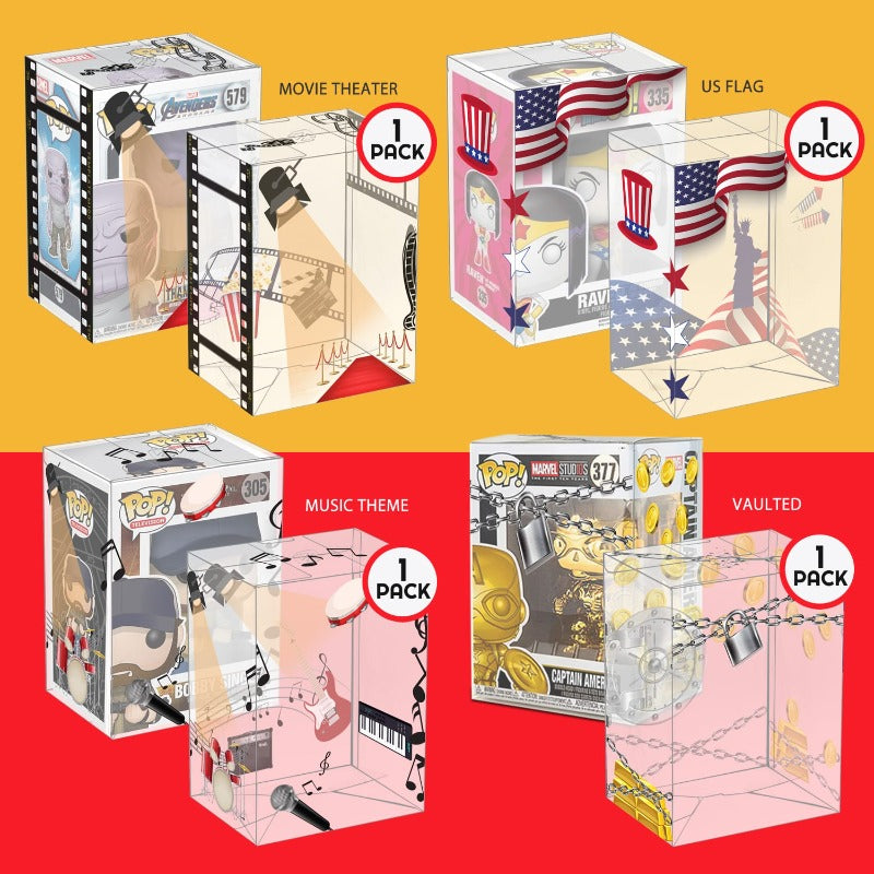 EVORETRO Protections Imprimées Mixtes pour Funko Pop de 4 Pouces - Épaisseur 0,40mm