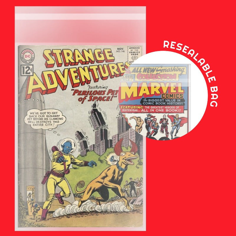 Sachets de bandes dessinées refermables EVORETRO compatibles avec les bandes dessinées Silver Age - 2 MIL