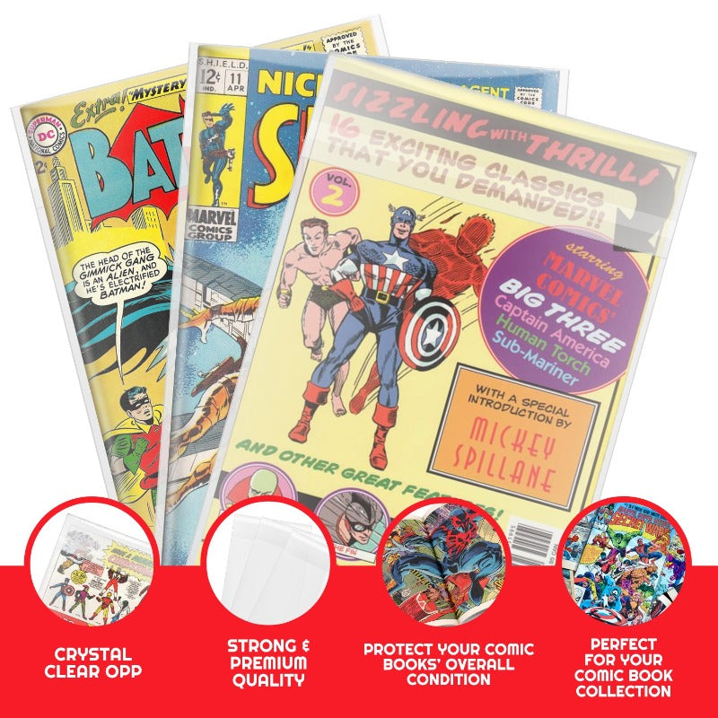 Sachets de bandes dessinées refermables EVORETRO compatibles avec les bandes dessinées Silver Age - 2 MIL