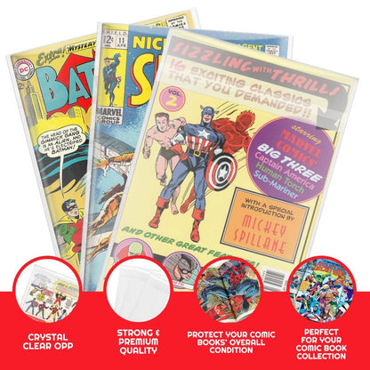 Sachets de bandes dessinées refermables EVORETRO compatibles avec les bandes dessinées Silver Age - 2 MIL