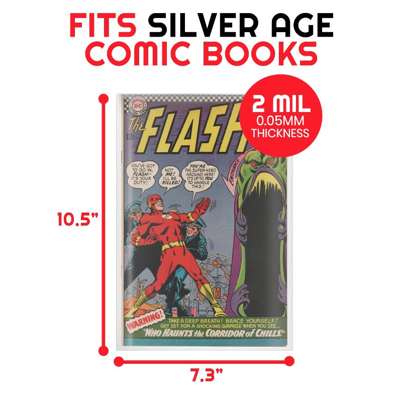 Sachets de bandes dessinées refermables EVORETRO compatibles avec les bandes dessinées Silver Age - 2 MIL