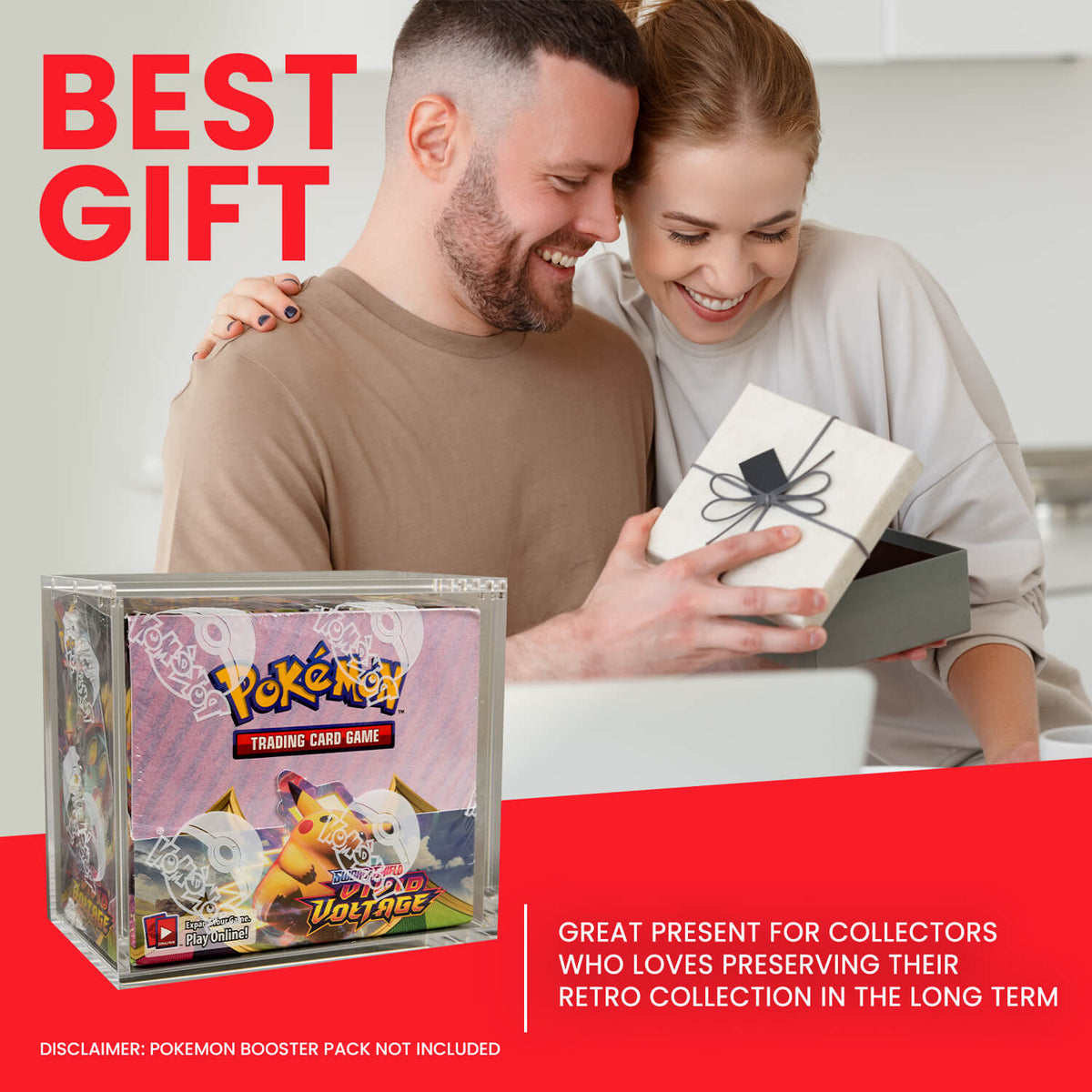 EVORETRO Boîte de protection en acrylique pour Booster Pokémon avec couvercle magnétique, lot de 1