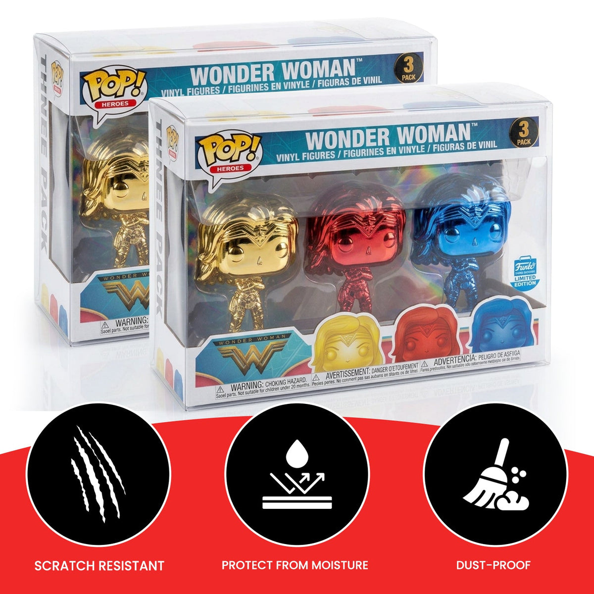 Funko Pop 2 Single Pop Wonderwoman EVORETRO PET Protector 0.35MM