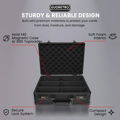 Boîte de rangement pour cartes EVORETRO Toploader pour 140 étuis magnétiques et 600 Toploader à combinaison