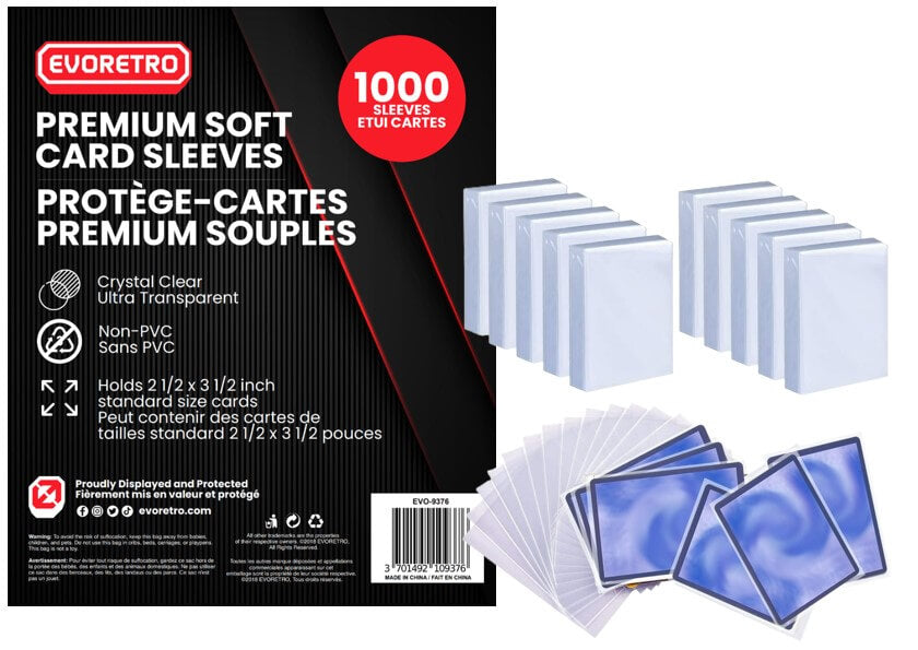 EVORETRO Protège-cartes souples de qualité supérieure - Lot de 1000