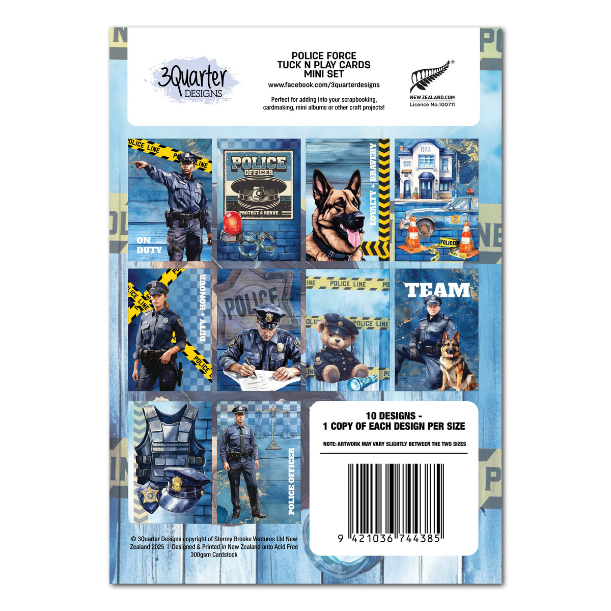 3 Quarter Designs Police Force Mini Tuck N Play Cards