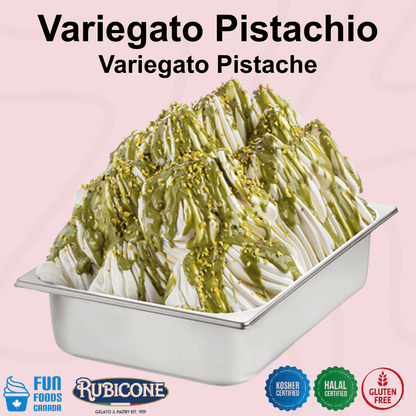 Garniture de dessert pour coupes glacées à la pistache - Seau de 3 kg - Variegato pistache - Rubicone Canada - Fabriqué en Italie - Expédition gratuite au Canada pour les commandes de plus de 199 CAD