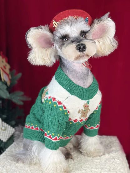 Pull de Noël pour chien en pain d'épices – Tenue tricotée d'hiver pour chiens