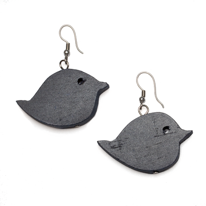 Wooden Bird Earring