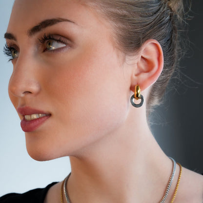 FILMORA: Mixed Metals Double Hoop Geometric-Chic Hoop Earrings