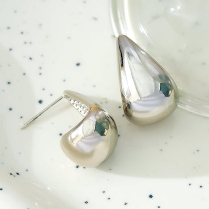 FORIA White Gold (Silver Tone): Chunky Look Light Weight Tear Drop Stud Earrings - Statement of Confidence