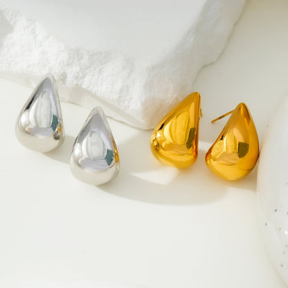 FORIA White Gold (Silver Tone): Chunky Look Light Weight Tear Drop Stud Earrings - Statement of Confidence
