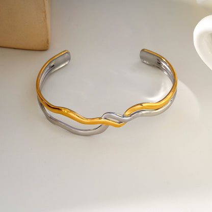 FREDRIKA : Bracelet chic géométrique abstrait en métaux mélangés