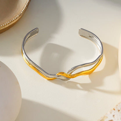 FREDRIKA : Bracelet chic géométrique abstrait en métaux mélangés