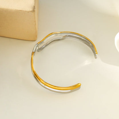 FREDRIKA : Bracelet chic géométrique abstrait en métaux mélangés